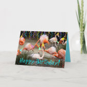 Flamant rose Fête Oiseaux Joyeux Carte Anniversair (Devant)