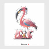 Flamant rose Flair Décoré avec Stickers élégant (Feuille)