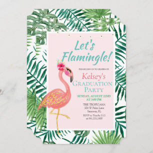 Flamant rose Flamingle Graduation Party Invitation