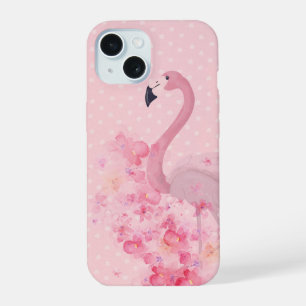 Flamant Rose Floral et Points à l'Aquarelle