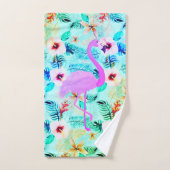 Flamant rose floral tropical (Serviette à main)