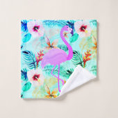 Flamant rose floral tropical (Gant de toilette)