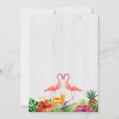 Flamant rose floral tropical à deux Faire-part de (Dos)