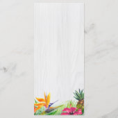 Flamant rose floral tropical Ananas menu Mariage (Dos)