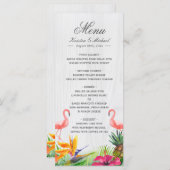 Flamant rose floral tropical Ananas menu Mariage (Devant / Derrière)
