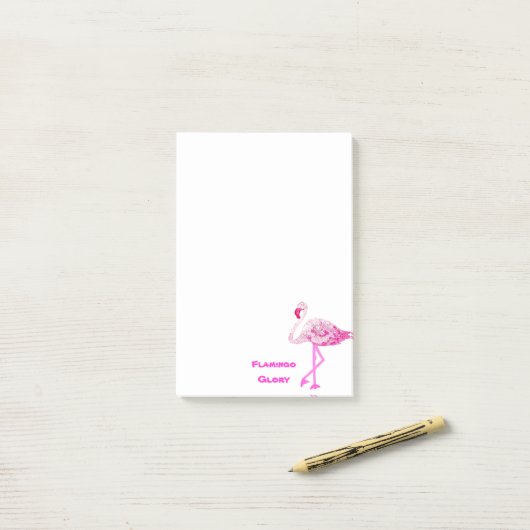 Flamant rose Glory Post-It Notes (Sur un bureau)