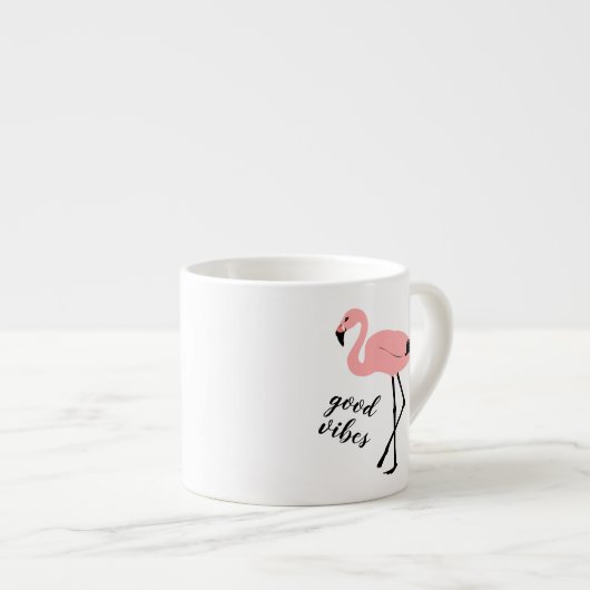 Flamant rose Good Vibes noir rose Espresso Mug (Devant droit)