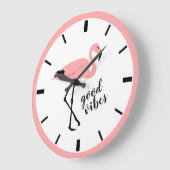 Flamant rose Good Vibes rose noir mignon horloge m (Angle)