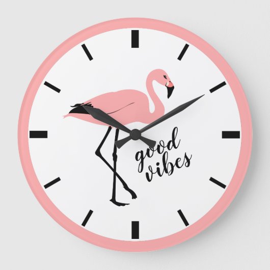 Flamant rose Good Vibes rose noir mignon horloge m (Recto)