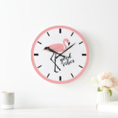 Flamant rose Good Vibes rose noir mignon horloge m (Maison)