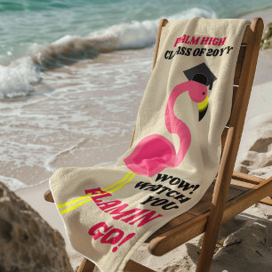Flamant rose Graduation Serviette de plage personn