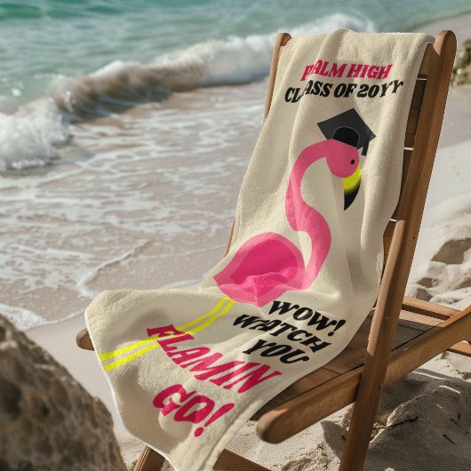 Flamant rose Graduation Serviette de plage personn