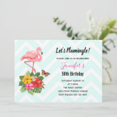 Flamant rose & Hibiscus tropical Invitation d'anni (Debout devant)