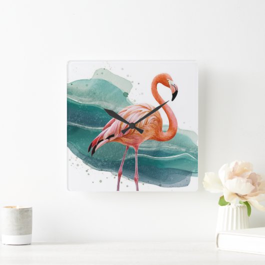 flamant rose horloge (Maison)