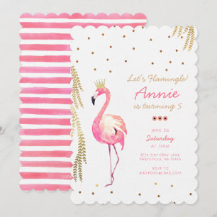 Flamant rose Invitation d'anniversaire