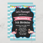 Flamant rose Invitation d'anniversaire (Devant / Derrière)