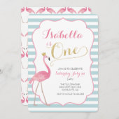 Flamant rose Invitation d'anniversaire (Devant / Derrière)