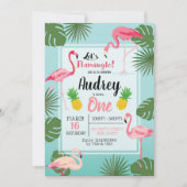 Flamant rose Invitation d'anniversaire (Devant)
