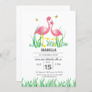 Flamant rose Invitation d'anniversaire