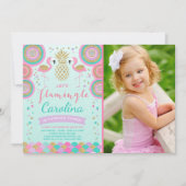 Flamant rose Invitation d'anniversaire Invitation (Devant)