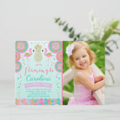 Flamant rose Invitation d'anniversaire Invitation (Debout devant)