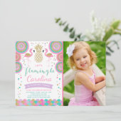 Flamant rose Invitation d'anniversaire Invitation  (Debout devant)