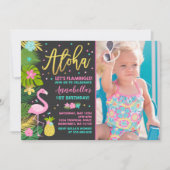 Flamant rose Invitation d'anniversaire Topic Luau (Devant)