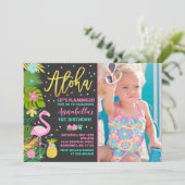 Flamant rose Invitation d'anniversaire Topic Luau (Debout devant)
