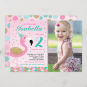 Flamant rose Invitation d'anniversaire Topic Pool (Devant / Derrière)