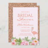 Flamant rose Invitation de douche nuptiale, Mariag (Devant / Derrière)