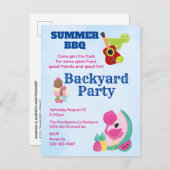 Flamant rose Invitation de la fête du barbecue, Ma (Devant / Derrière)