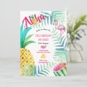 Flamant rose Invitations Baby shower d'ananas trop (Debout devant)