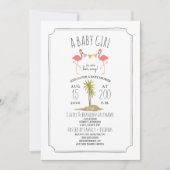 Flamant rose Island Baby shower Invitation (Devant)