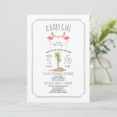 Flamant rose Island Baby shower Invitation (Debout devant)