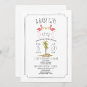 Flamant rose Island Baby shower Invitation (Devant / Derrière)