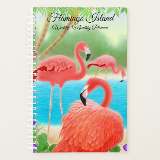 Flamant rose Island Planificateur mensuel hebdomad (Devant)