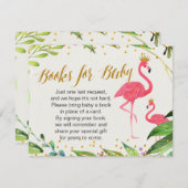 Flamant rose - livres pour la carte d'insertion de (Devant / Derrière)