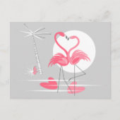 Flamant rose Love carte postale paysage (Devant)