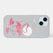 Flamant rose Love coque iphone (Verso Horizontal)