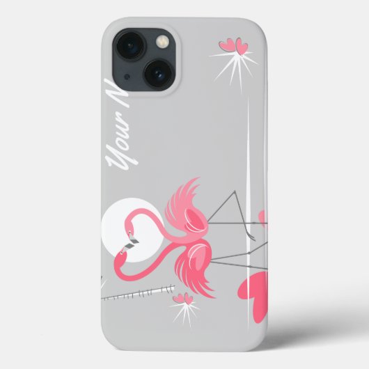Flamant rose Love Côté Nom Coque ipad horizontal (Verso)