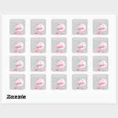 Flamant rose Love Date sticker carré (Feuille)