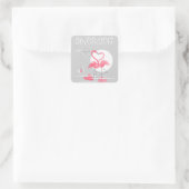 Flamant rose Love Date sticker carré (Sac)