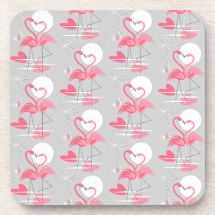 Flamant rose Love dessous de verre carrelé liège r