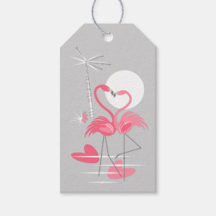 Flamant rose Love étiquettes cadeaux