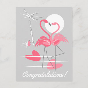 Flamant rose Love Félicitations! carte postale pay