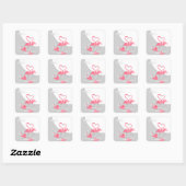 Flamant rose Love Grand Lune autocollant carré (Feuille)