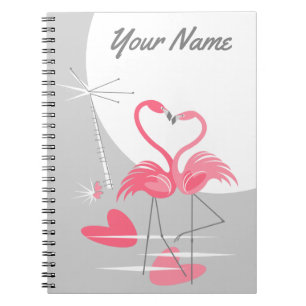 Flamant rose Love Grand Lune Nom carnet