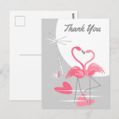 Flamant rose Love Grande Lune Merci carte postale (Devant / Derrière)