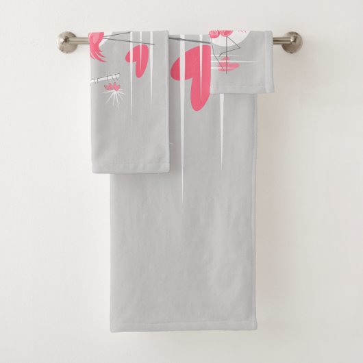 Flamant rose Love Large ensemble de serviettes (En situation)