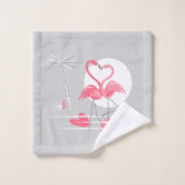 Flamant rose Love Large ensemble de serviettes (Gant de toilette)
